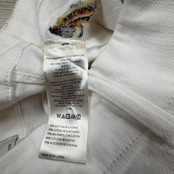 Maeve Anthropologie The Colette Wide Leg Pants White Fishing Fly Embroidered 29 - Picture 3 of 10